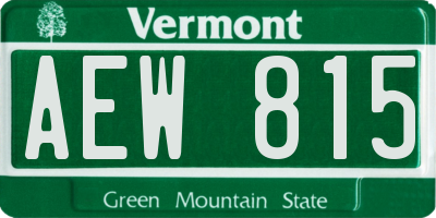 VT license plate AEW815
