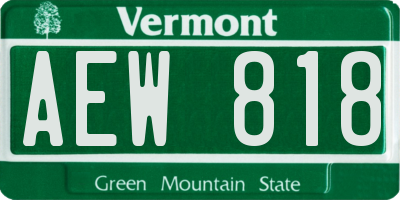 VT license plate AEW818
