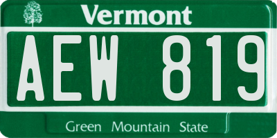 VT license plate AEW819