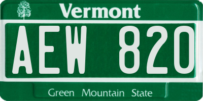 VT license plate AEW820