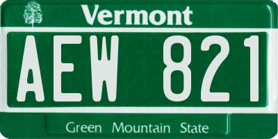 VT license plate AEW821