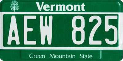 VT license plate AEW825