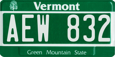 VT license plate AEW832
