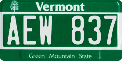 VT license plate AEW837