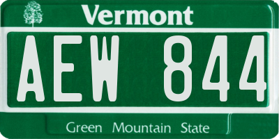 VT license plate AEW844