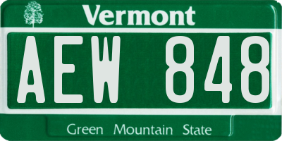 VT license plate AEW848