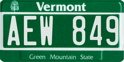 VT license plate AEW849