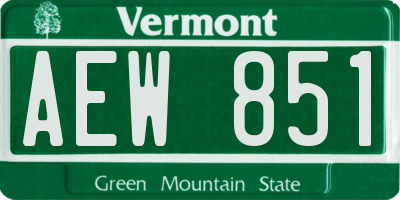 VT license plate AEW851