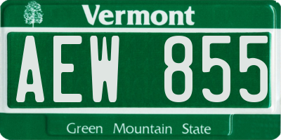 VT license plate AEW855