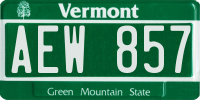 VT license plate AEW857