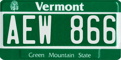 VT license plate AEW866