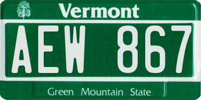 VT license plate AEW867