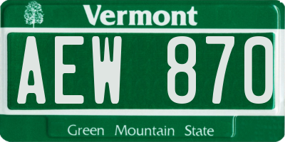 VT license plate AEW870