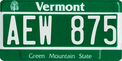 VT license plate AEW875