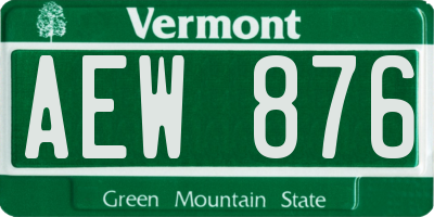 VT license plate AEW876