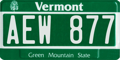 VT license plate AEW877