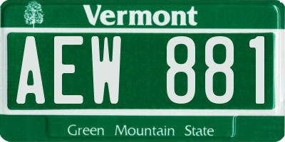 VT license plate AEW881