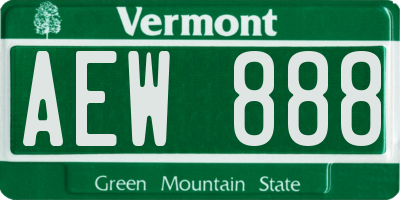 VT license plate AEW888