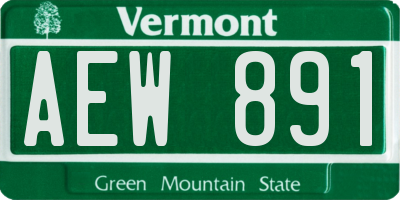 VT license plate AEW891