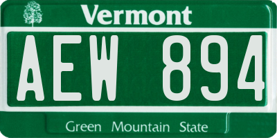 VT license plate AEW894