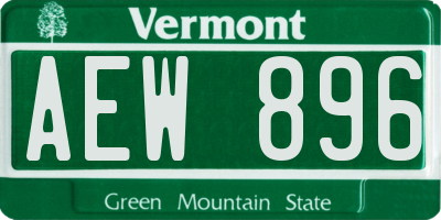 VT license plate AEW896