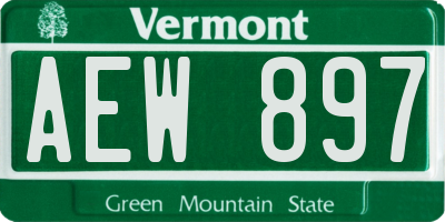 VT license plate AEW897