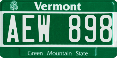 VT license plate AEW898