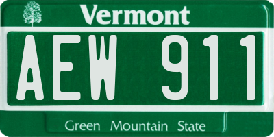 VT license plate AEW911