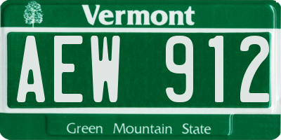 VT license plate AEW912