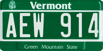 VT license plate AEW914