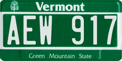 VT license plate AEW917
