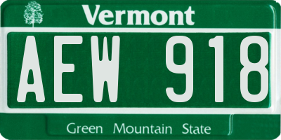 VT license plate AEW918