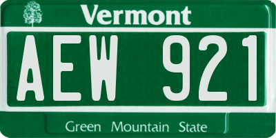 VT license plate AEW921