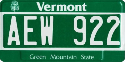 VT license plate AEW922