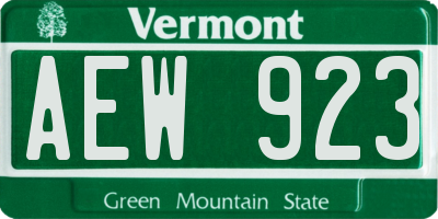 VT license plate AEW923