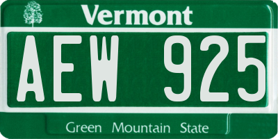 VT license plate AEW925