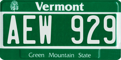 VT license plate AEW929