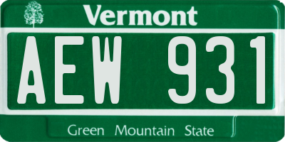 VT license plate AEW931