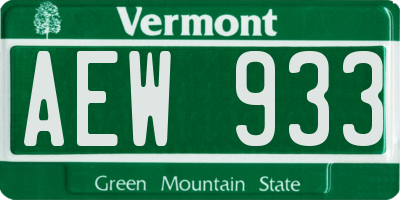 VT license plate AEW933