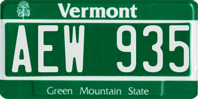 VT license plate AEW935