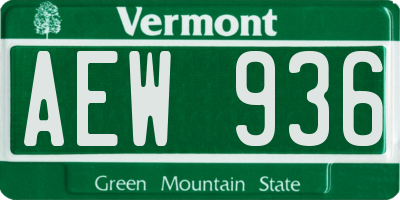 VT license plate AEW936