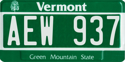 VT license plate AEW937