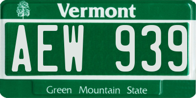 VT license plate AEW939
