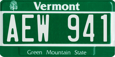 VT license plate AEW941