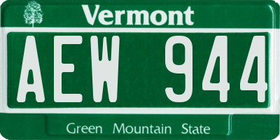 VT license plate AEW944