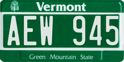 VT license plate AEW945