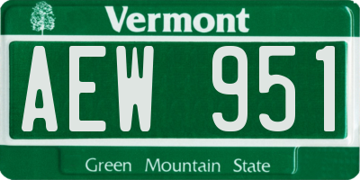 VT license plate AEW951