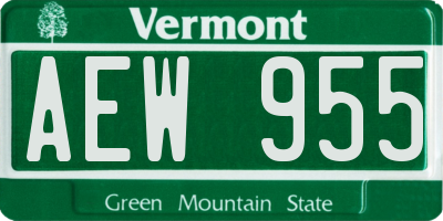 VT license plate AEW955