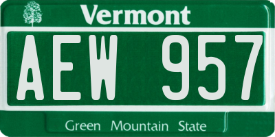 VT license plate AEW957