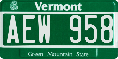 VT license plate AEW958